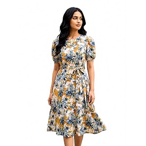 HELLCAT Women Floral Fit Flare Midi