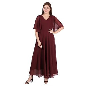 HELLO DESIGN Women V-Neck Solid Maxi Dresses