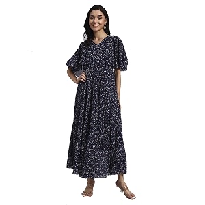 HELLO DESIGN Women V-Neck Solid Maxi Dresses