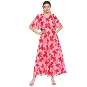 HELLO DESIGN Women V-Neck Solid Maxi Dresses