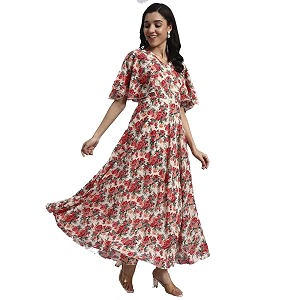 HELLO DESIGN Women V-Neck Solid Maxi Dresses