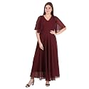 HELLO DESIGN Women V-Neck Solid Maxi Dresses