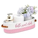 Hello Sweet Cheeks Pink White Bathroom Decor Toilet Paper Basket
