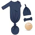 Hello World Newborn Outfit Knotted Gown 0-3 Months, Baby Girl Boy Coming Home Sleeper with Sign