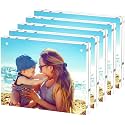 HELPLEX 5 Pack 8.5x11 Acrylic Picture Frames, 24mm Thicker Frameless Clear Frame Double Sided Magnetic Frame, Free Standing Desktop Display
