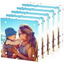 HELPLEX 5 Pack 8x8 Acrylic Picture Frames, 24mm Thicker Square Frameless Clear Frame Double Sided Magnetic Frame, Free Standing Desktop Display Stand Acrylic Frames