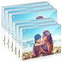 HELPLEX 6 Pack Acrylic Frame, 5x7&amp;4x6 Combinations, 20% Thicker, 20-24mm Thick Acrylic Picture Frames, Frameless Clear Double Sided Magnetic Frame, Free Standing Desktop Display