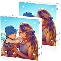 HELPLEX Acrylic Frame, 2 Pack 6x6 Acrylic Picture Frames, 24mm Thicker Square Frameless Clear Double Sided Magnetic Frame, Free Standing Desktop Display