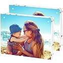 HELPLEX Acrylic Frame, 2 Pack 8.5x11 Acrylic Picture Frames, 24mm Thicker Frameless Clear Double Sided Magnetic Frame, Free Standing Desktop Display