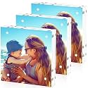 HELPLEX Acrylic Frame, 3 Pack 5x5 Acrylic Picture Frames, 20mm Thicker Frameless Clear Frame Double Sided Magnetic Frame, Free Standing Desktop Display