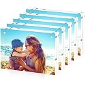 HELPLEX Acrylic Frame, 5 Pack 3.5x5 Acrylic Picture Frames, 20mm Thicker Frameless Clear Double Sided Magnetic Frame, Free Standing Desktop Display