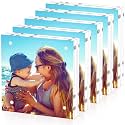 HELPLEX Acrylic Frame, 5 Pack 5x5 Acrylic Picture Frames, 20mm Thicker Frameless Clear Double Sided Magnetic Frame, Free Standing Desktop Display