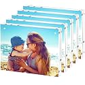 HELPLEX Acrylic Frame, 5 Pack 8x10 Picture Frames, 20mm Thicker Frameless Clear Frame Double Sided Magnetic Frame, Free Standing Desktop Display Stand Acrylic Frames