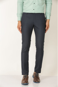 hem and stitch men slim fit blue viscose rayon trousers