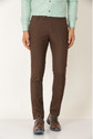 Hem and Stitch Men Slim Fit Brown Viscose Rayon Trousers