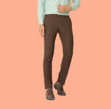 Hem and Stitch Men Slim Fit Brown Cotton Blend Trousers