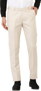 hem and stitch men slim fit cream viscose rayon trousers