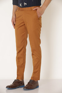 hem and stitch men slim fit gold viscose rayon trousers