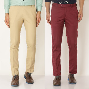 hem and stitch pack of 2 men slim fit grey beige viscose rayon trousers