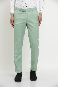hem and stitch men slim fit light green viscose rayon trousers