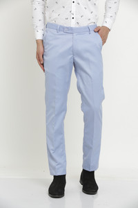 hem and stitch men slim fit light blue viscose rayon trousers