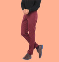 Hem and Stitch Men Slim Fit Maroon Cotton Blend Trousers