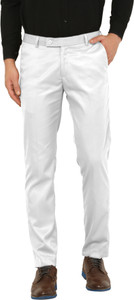 hem and stitch men slim fit white viscose rayon trousers