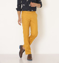 Hem and Stitch Men Slim Fit Yellow Viscose Rayon Trousers