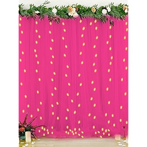 hemito 6 pc cabana tent for birthday decoration canopy tent for decortion outdoor bedroom with led fairy light hook and ribbon for birthdayschristmasanniversarytulle white net curtain clothpink