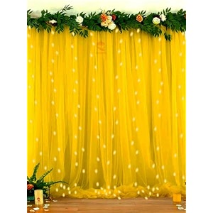 hemito 6 pc cabana tent for birthday decoration canopy tent for decortion outdoor bedroom with led fairy light hook and ribbon for birthdaysanniversarytulle white net curtain clothyellow