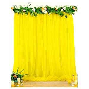 hemito 5 pc cabana tent for birthday decoration canopy tent for decortion outdoor bedroom with hook and ribbon for birthdayschristmastulle white net curtain cloth backdrop decorationyellow adult
