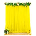 Hemito 5 Pc Cabana Tent for Birthday Decoration Canopy Tent for Decortion Outdoor Bedroom with Hook and Ribbon for Birthdays,Christmas,Tulle White Net Curtain Cloth Backdrop Decoration(Yellow), Adult