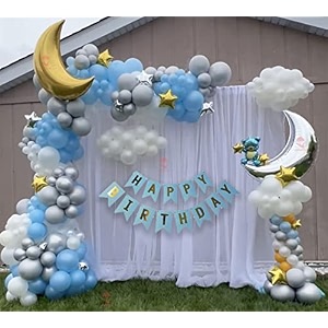 hemito 69 pc white net pastel balloons with lights for birthday decorations cabana theme partycanopy tent happy birthday gold cursive banner amp pastel balloons backdrop decorations for girls - 69 pcs