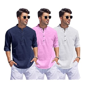 Combo of Men Solid Cotton Blend Straight
