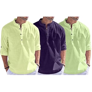 Combo of Men Solid Cotton Blend Straight