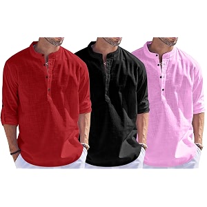 Combo of Men Solid Cotton Blend Straight