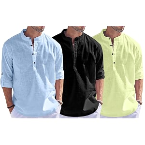 Combo of Men Solid Cotton Blend Straight