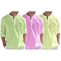 Combo of Men Solid Cotton Blend Straight