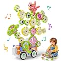 HEMRLY Light-Up Musical Train Gear Building Set with Flower Gears Classic