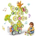 HEMRLY Light-Up Musical Train Gear Building Set with Flower Gears Classic