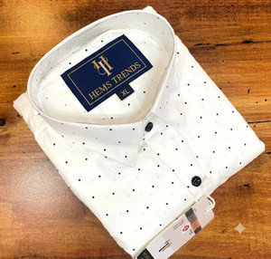 Hems trends Men Printed Casual White Shirt