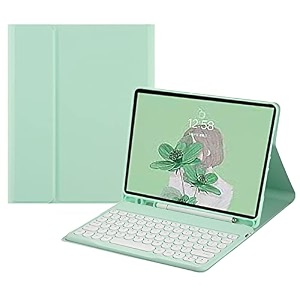 henghui keyboard case for galaxy tab s6 lite 104 inch keyboard case cute round key color keyboard wireless detachable bt keyboard cover with s pen holder darkgreen