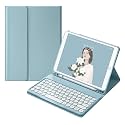 HENGHUI Keyboard Case for Galaxy Tab S9 FE/S9 11/S8 11/S7 11 Detachable Magnetic Cute Round Key,MistyBlue
