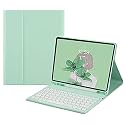 HENGHUI Keyboard Case for Galaxy Tab S6 Lite 10.4 inch Keyboard Case Cute Round Key Color Keyboard Wireless Detachable BT Keyboard Cover with S Pen Holder (DarkGreen)