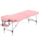 HENGJIANYI Massage Table,Portable 2Section Foldable Aluminum Lash Bed,Pink
