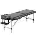 HENGJIANYI Massage Table,Portable 2Section Foldable Aluminum Lash Bed,Black