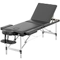 HENGJIANYI Massage Table,Portable 3Section Foldable Aluminum Lash Bed,Black
