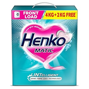 henko matic front load detergent powder 4kg  2kg  lintelligent nano fibre lock technology removes toughest stains from your clothes locking fibres amp color intact