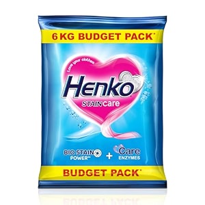 henko stain care laundry detergent powder 6 kg for bucket wash  powered with bio stain  new stain care with bio stain power for toughest stain removal amp care enzymes