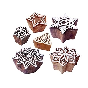 henna wood stamps arty crafty star design printing blocks set of 6